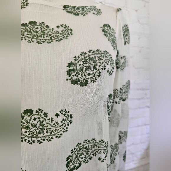 Renee C Sheer Top | Ivory w/ Green Paisley Burnout | Medium* | EUC - Picture 3 of 9